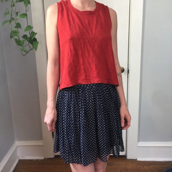Madewell Dresses & Skirts - Madewell Navy Silk Polka Dot Pleated Mini Skirt